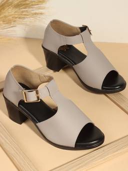 DENILL - Grey Synthetic Leather Heels for Women