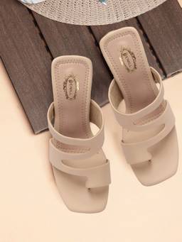 DENILL - Beige Synthetic Leather Heels