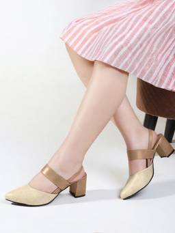 DENILL - Beige Synthetic Leather Heels