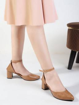 DENILL - Women Beige Synthetic Leather Heels