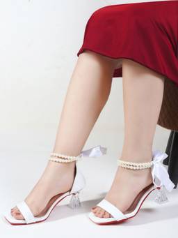 DENILL - Women White Patent Leather Heels