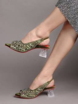 DENILL - Green Block Heels