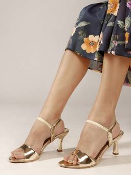 DENILL - Gold Patent Leather Heels for Women