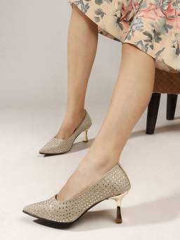 DENILL - Silver Synthetic Leather Heels