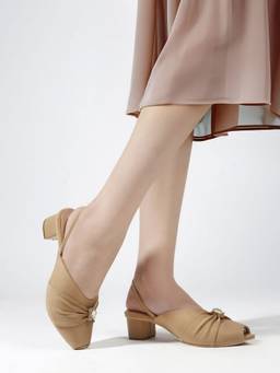 DENILL - Beige Fabric Heels