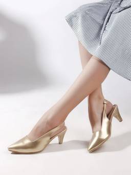 DENILL - Gold Synthetic Leather Heels