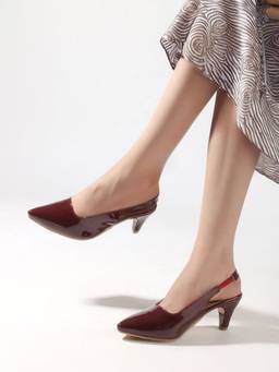 DENILL - Maroon Synthetic Leather Heels
