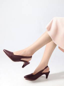 DENILL - Maroon Synthetic Leather Heels for Women