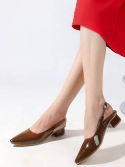 DENILL - Brown Patent Leather Heels for Women