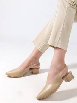 DENILL - Beige Synthetic Leather Heels for Women