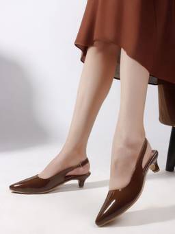 DENILL - Brown Patent Leather Heels for Women