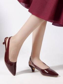 DENILL - Maroon Patent Leather Heels for Women