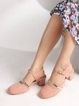 DENILL - Peach Patent Leather Heels (UK 7)