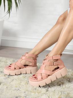 DENILL - Pink Synthetic Leather Gladiators