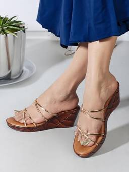 DENILL - Gold Synthetic Leather Heels