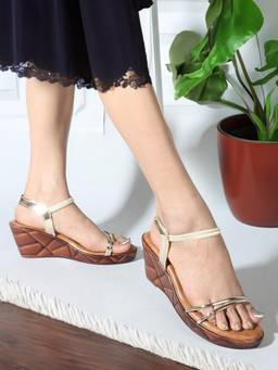 DENILL - Gold Synthetic Leather Heels