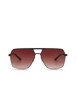 French Connection - Brown Lens Square Sunglass Full Rim Black Frame With Gradient