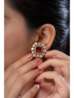 AARSEE OFFICIAL - Red Victorian Moissanite Studs-Ruby