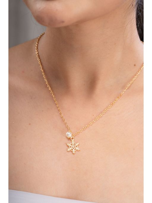 AARSEE OFFICIAL Anti-Tarnish 22Kt Gold-Plated Snowflake Pendant