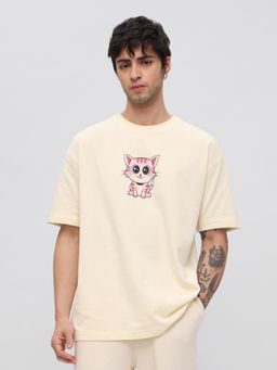 The Souled Store - Save The Cat Men Oversized T-Shirt