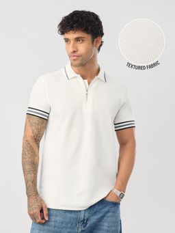 The Souled Store - Waffle Knit Moonlight Men Zipper Polo T-Shirt