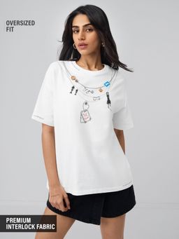 The Souled Store - Pets On Prints Tag Life Women Oversized T-Shirt
