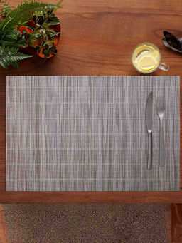 OBSESSIONS - Set of 6 Heat Resistant PVC Solid Placemat, Brown