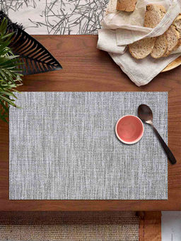 OBSESSIONS - Set of 6 Heat Resistant PVC Solid Placemat, Light Grey