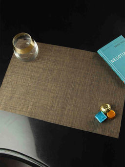 OBSESSIONS - Set of 6 Heat Resistant PVC Solid Placemat, Beige