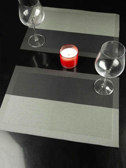 OBSESSIONS - Set of 6 Heat Resistant PVC Solid Placemat, Grey