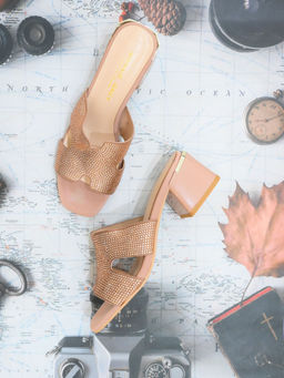 Ronnie Grey - Women Pink Embellished Block Heel Sandals