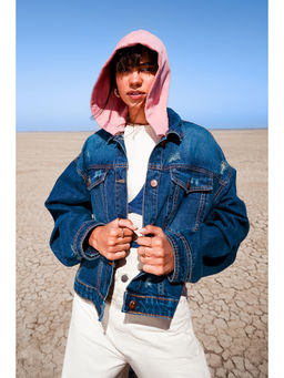 FREAKINS - Cropped Blue Hood Jacket