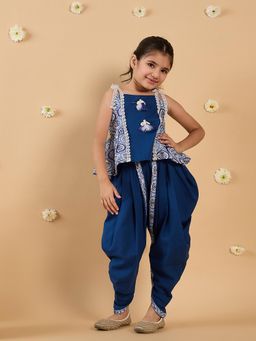 PSPeaches - Blue Solid Kurti and Dhoti (Set of 2)