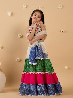 PSPeaches - Multi-Color Embroidered Lehenga with Blouse and Dupatta (Set of 3)