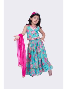 TWISHA - Green Floral Lehenga with Blouse and Dupatta (Set of 3)