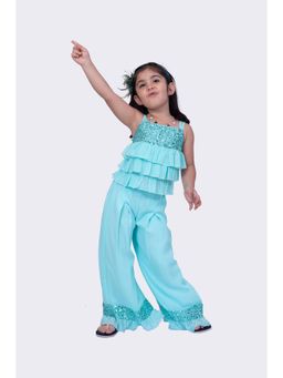 TWISHA - Green Solid Top and Palazzo (Set of 2)