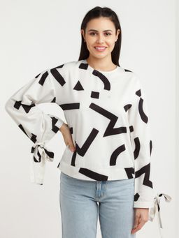 Zink London - Womens White All Over Printed Top