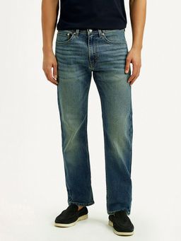 Levi's - Men's 505 Blue Solid/Plain Mid Waist Jeans