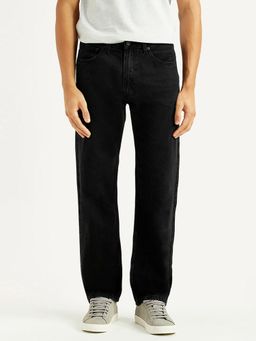Levi's - Men's 555 Black Solid/Plain Mid Waist Jeans