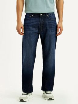 Levi's - Men's 555 Blue Solid/Plain Mid Waist Jeans