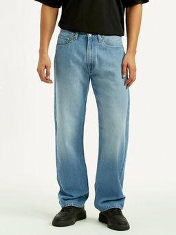 Levi's - Men's 555 Blue Solid/Plain Mid Waist Jeans