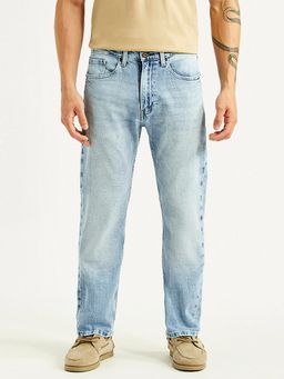 Levi's - Men's 505 Blue Solid/Plain Mid Waist Jeans