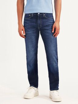 Levi's - Men's 505 Blue Solid/Plain Mid Waist Jeans