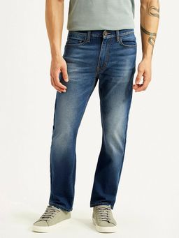 Levi's - Men's 513 Blue Solid/Plain Mid Waist Jeans