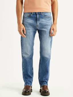 Levi's - Men's 505 Blue Solid/Plain Mid Waist Jeans