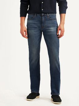 Levi's - Men's 513 Blue Solid/Plain Mid Waist Jeans