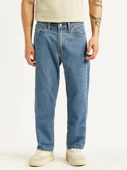 Levi's - Men's 568 Blue Solid/Plain Mid Waist Jeans