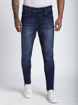 R&B - Blue Solid/Plain Mid Waist Jeans