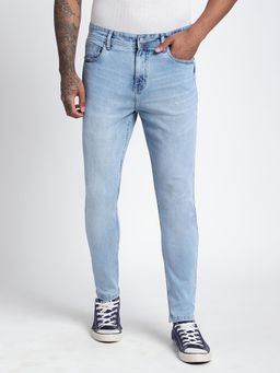 R&B - Blue Solid/Plain Mid Waist Jeans