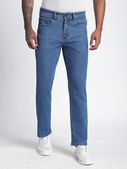 R&B - Blue Solid/Plain Mid Waist Jeans
